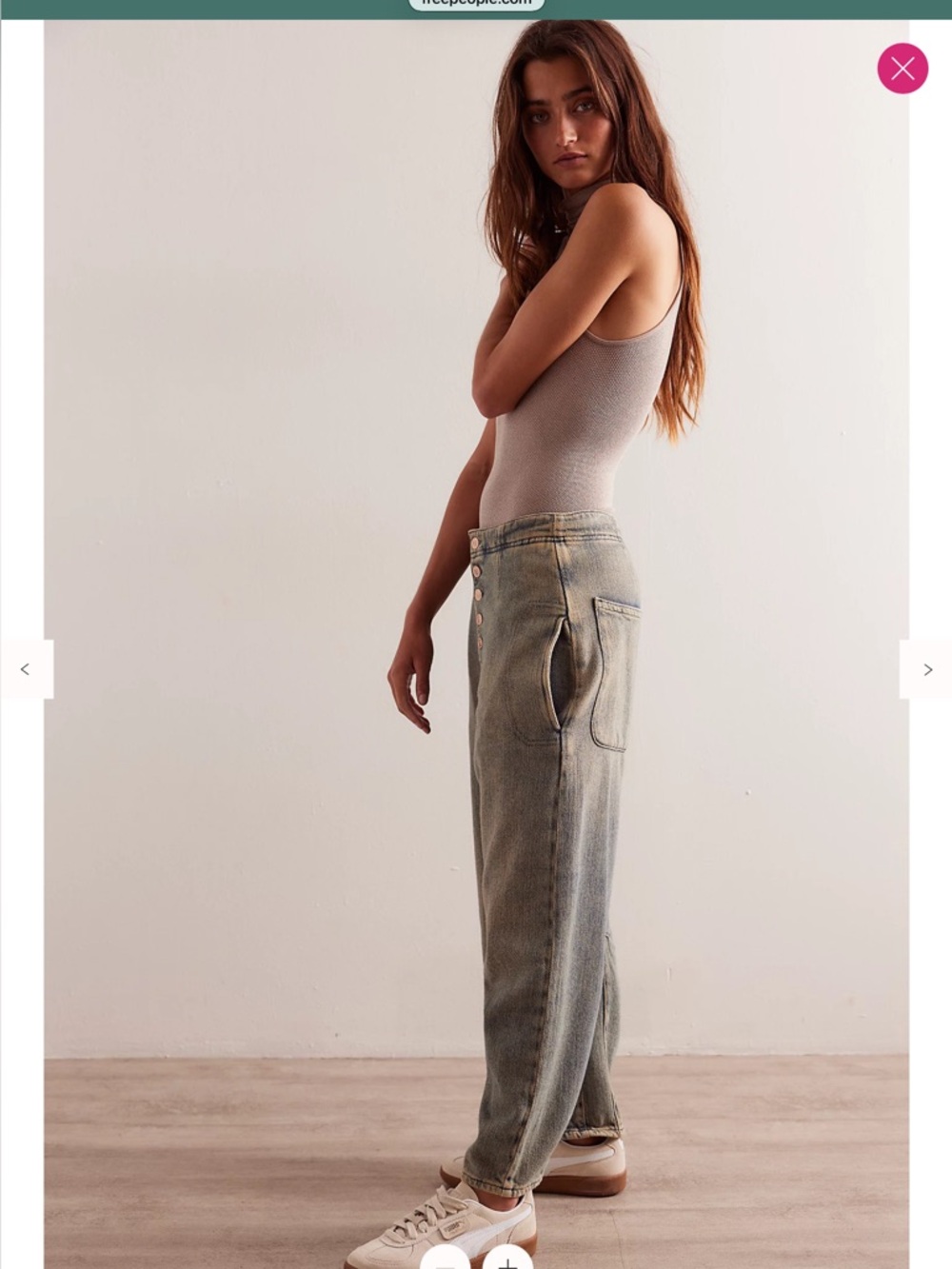 LIKE NEW FREE PEOPLE We The Free Osaka Jeans, Stable Gray, 27 boho indie slouchy